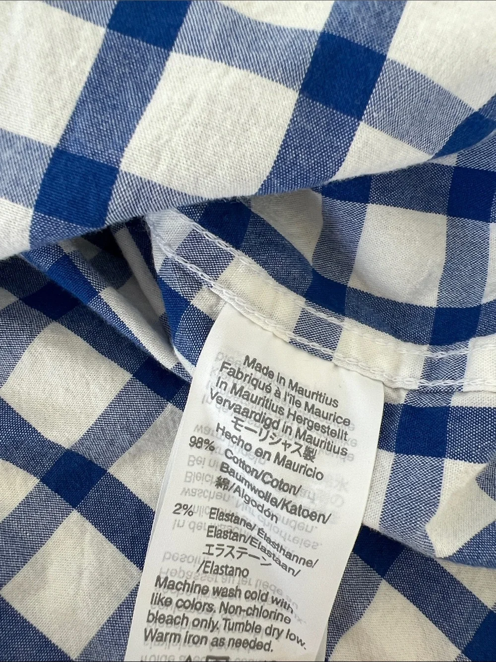 3/$15 Crewcuts Boys Blue White Gingham Check Long Sleeve Button Down Shirt 6-7